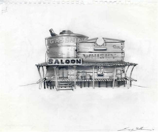 Concept Drawing of the Saloon from from Rango