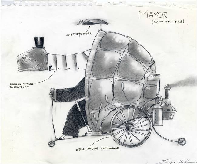 Original Character Drawing of the Mayor from Rango (2011)