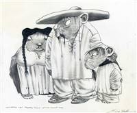 Original Production Character Drawing of Farmer Family of Pikas from Rango (2011)