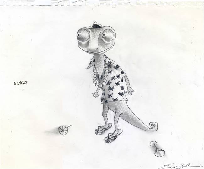 Original Production Concept Drawing of Rango from Rango (2011)