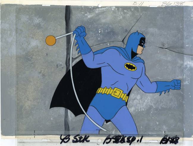 Original Production Background and Original Production Cel of Batman with  from The New Adventures of Batman (1977-1980)