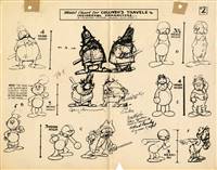 Original Production Photostat of Incidental Characters from Gulliver's Travels (1939)