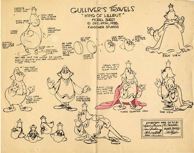 Original Production Photostat of King of Lilliput from Gulliver's Travels (1939)