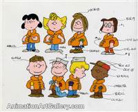 Original Color Model Cel of Charlie Brown and some Peanuts Characters from Race for Your Life, Charlie Brown
