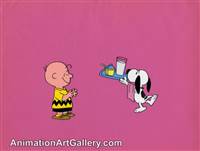 Original Production Cel of Charlie Brown and Snoopy from You're in Love, Charlie Brown!