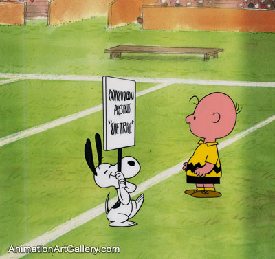 Original Production Cel of Charlie Brown and Snoopy from Peanuts (c. 1960s/1970s)