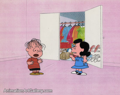 Original Production Cel of Linus and Lucy Van Pelt from Peanuts (c. 1960s/1970s)