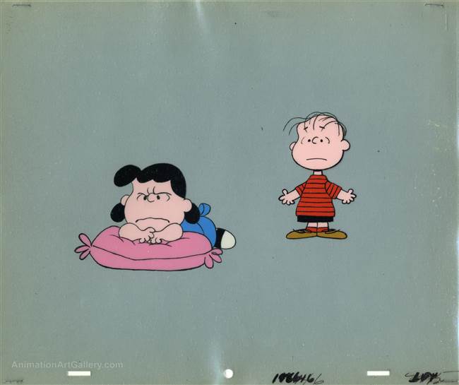 Original Production Cel of Lucy and Linus from The Peanuts