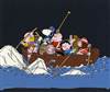 Original Publicity Cel of Snoopy and the Peanuts Gang Crossing the Delaware