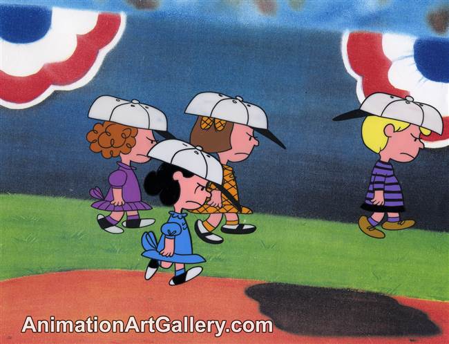 Production Cel of Lucy Van Pelt and Schroeder from Peanuts (c. 1970s/1980s)