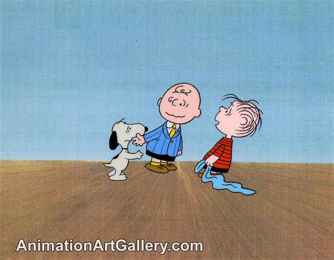 Production Cel of Snoopy and Charlie Brown from Peanuts (c. 1970s/1980s)