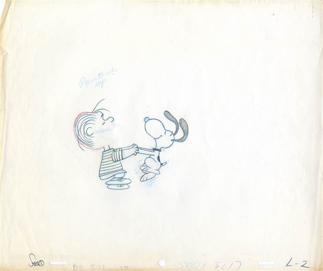 Original Production Drawing of Snoopy and Linus from The Peanuts