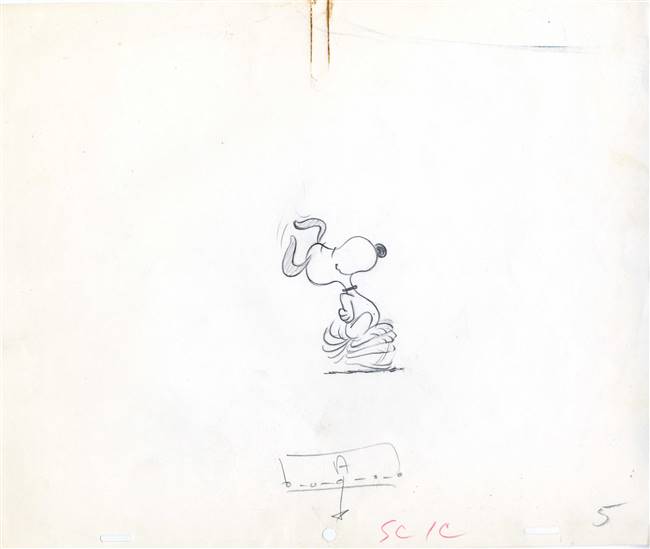 Original Production Drawing of Snoopy from Peanuts (1980s)