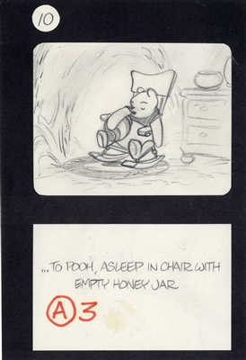 Original Production Storyboard Drawing of Winnie the Pooh from Seasons (1981)