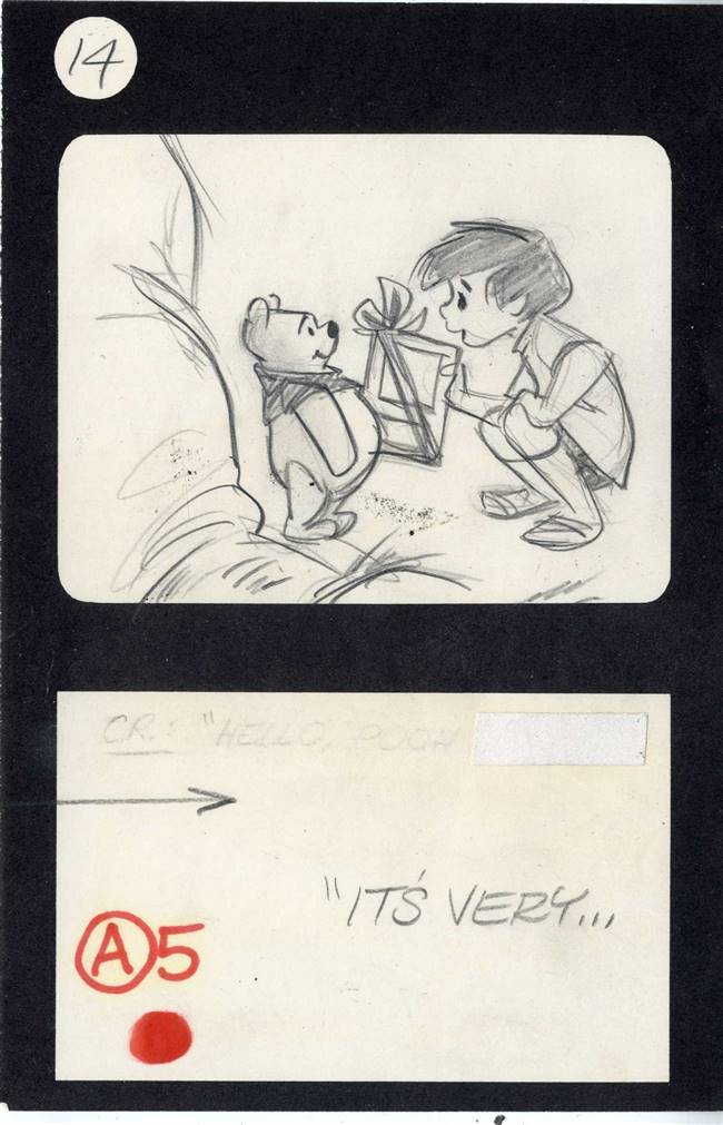 Original Storyboard of Christopher Robin and Winnie the Pooh from Seasons (1982)