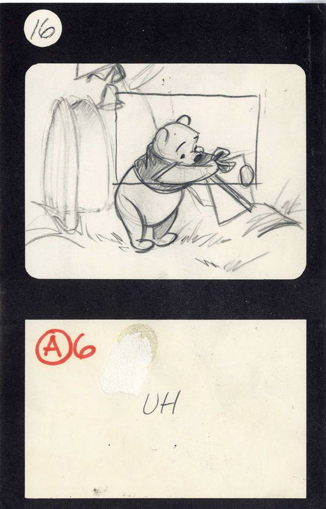 Original Production Storyboard Drawing of Winnie the Pooh from Seasons (1981)