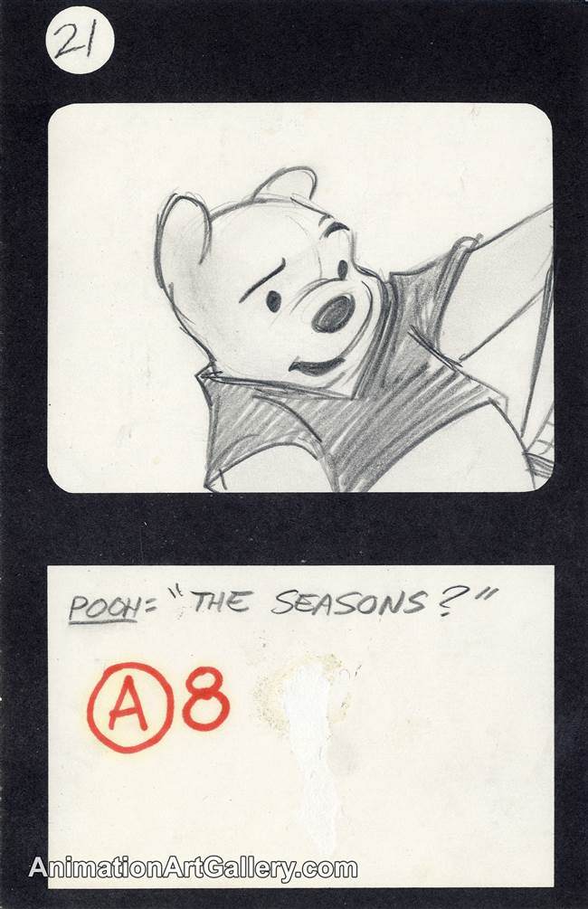 Original Storyboard of Winnie the Pooh from Winnie the Pooh Discovers the Seasons (1981)