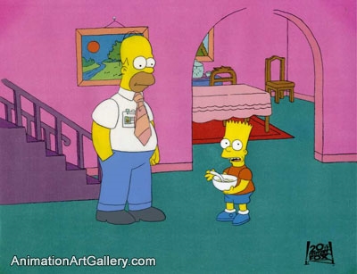 Production Cel of Homer Simpson and Bart Simpson from Moaning Lisa