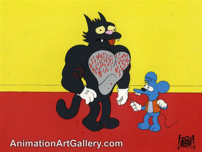 Production Cel of Itchy and Scratchy from Itchy and Scratchy Land
