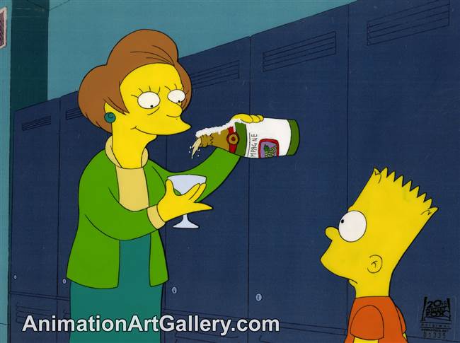 Production Cel of Edna Krabappel and Bart Simpson from Sideshow Bob Roberts