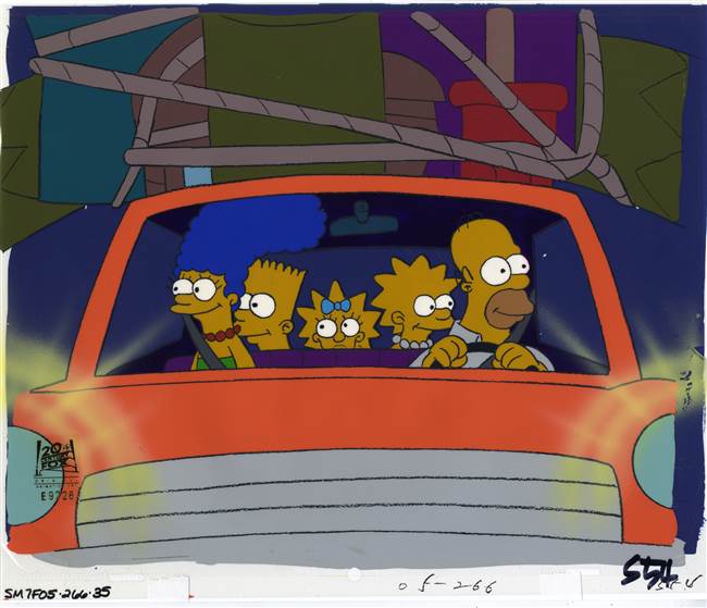 Original Production Cel of the Simpsons from You Only Move Twice