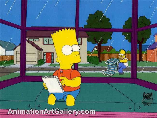 Production Cel of Bart Simpson and Homer Simpson from I Am Furious Yellow