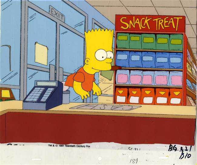Original Production Cel of Bart Simpson from War of the Simpsons (1991)