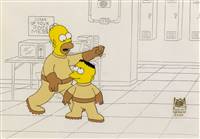 Original Production Cel of Homer and Adil Hoxa from Crepes of Wrath (1990)