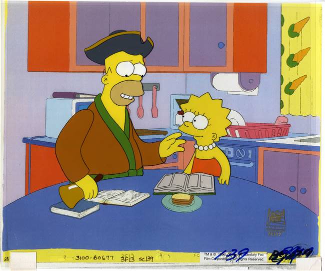 Original Production Cel of Lisa and Homer Simpson from Lisa the Iconoclast (1996)