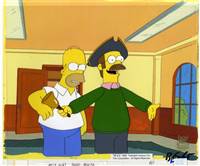 Original Production Cel of Ned Flanders and Homer Simpson from Lisa the Iconoclast (1996)