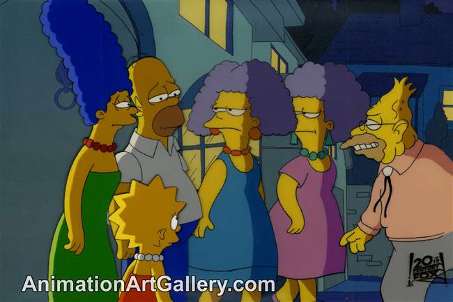 Production Cel of Homer Simpson and Marge Simpson from The Simpsons