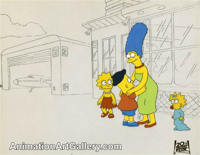 Production Cel of Bart Simpson and Marge Simpson from The Crepes of Wrath