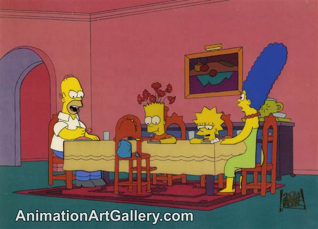 Production Cel of the Simpson Family from When Flanders Failed