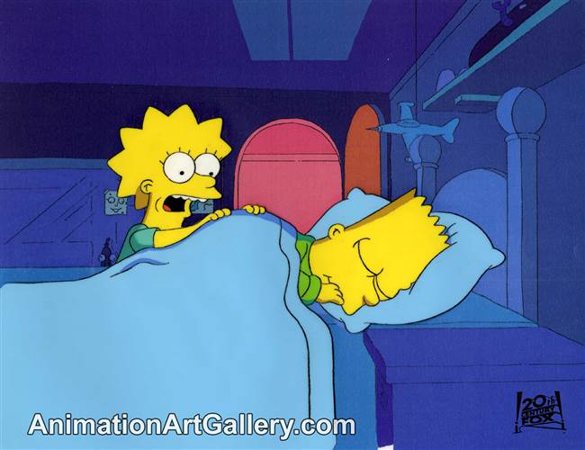 Production Cel of Bart Simpson and Lisa Simpson from Treehouse of Horror II