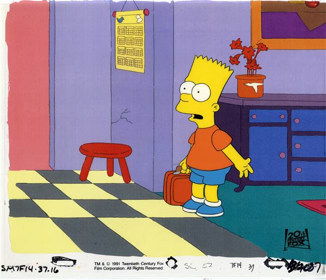 Original Production Cel of Bart Simpson from Bart's Dog Gets an F