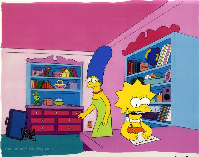 Original Production Cel of Lisa and Marge Simpson from Mr. Lisa Goes to Washington