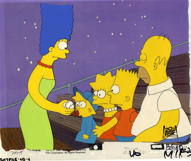 Original Production Cel of the Simpson Family from Dancin' Homer