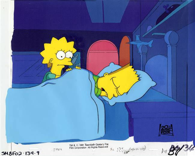 Production Cel of Bart Simpson and Lisa Simpson from Treehouse of Horror II