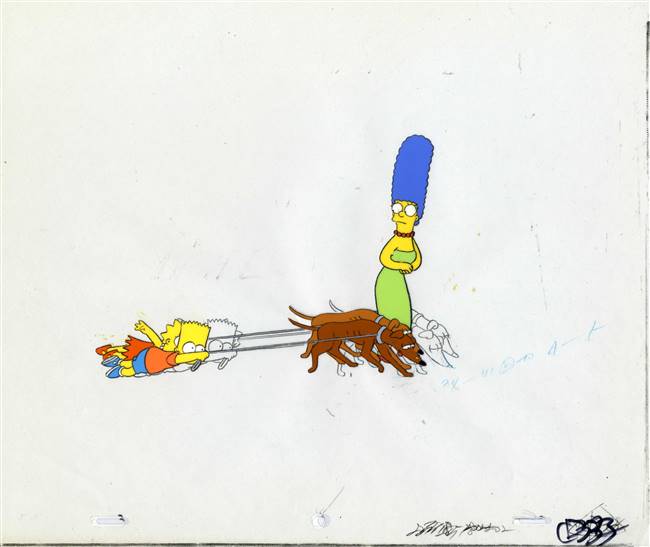 Original Production Cel of Bart and Lisa from Two Dozen and One Greyhounds (1995)
