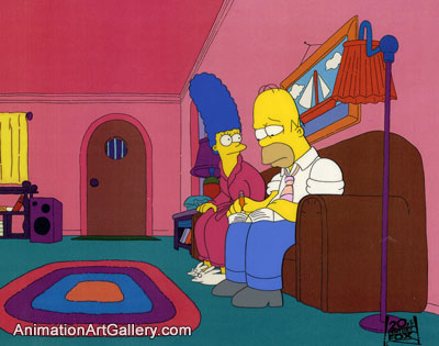 Production Cel of Homer Simpson and Marge Simpson from Oh Brother, Where Art Thou?