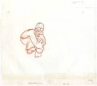 Original Production Drawing of Homer Simpson from a CC's Chips Commercial (c. 1990s)