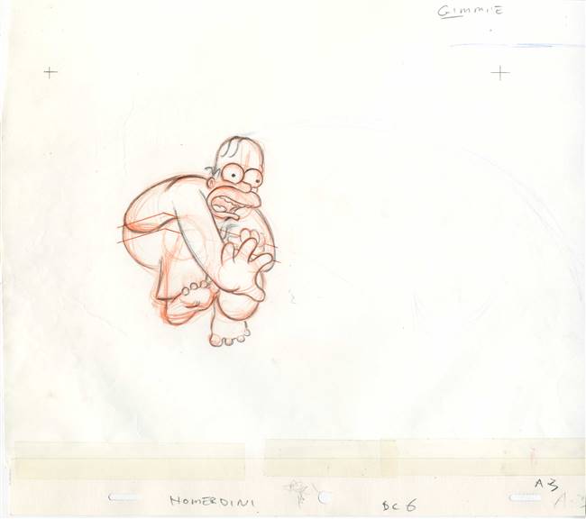 Original Production Drawing of Homer Simpson from a CC's Chips Commercial (c. 1990s)