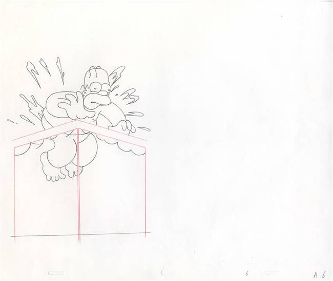 Original Production Drawing of Homer Simpson from a CC's Chips Commercial (c. 1990s)