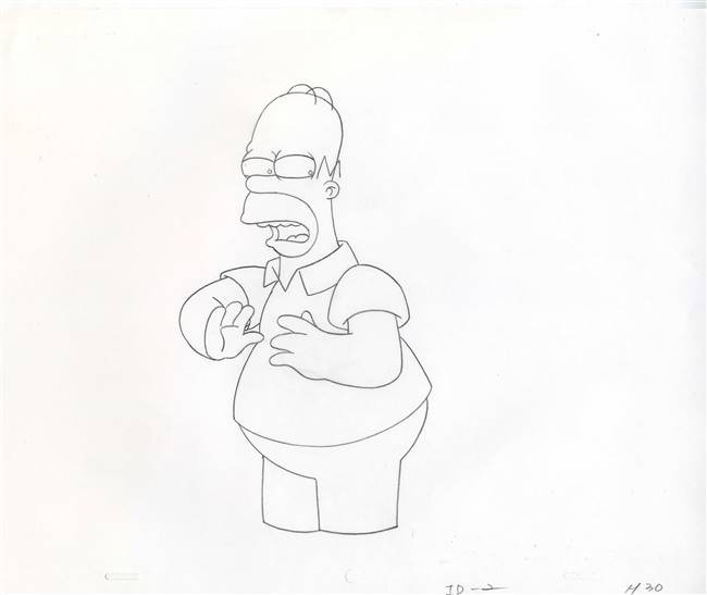 Original Production Drawing of Homer Simpson from a Simpsons Commercial (c. 1990s)