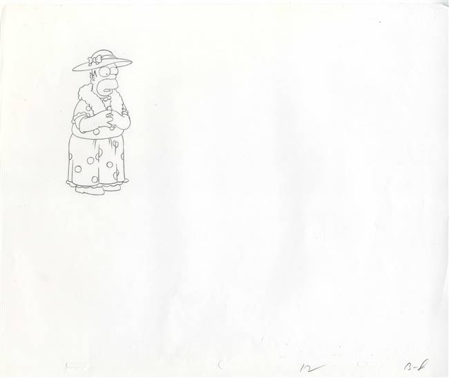 Original Production Drawing of Homer Simpson from a Butterfinger  Commercial (c. 1990s)