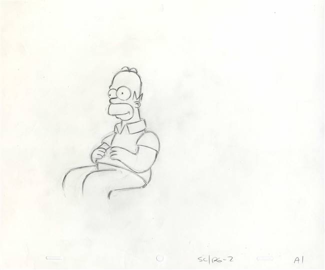 Original Production Drawing of Homer Simpson from a Simpsons Commercial (c. 1990s)