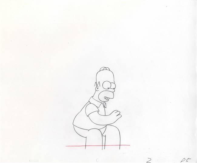 Original Production Drawing of Homer Simpson from a Simpsons Commercial (c. 1990s)