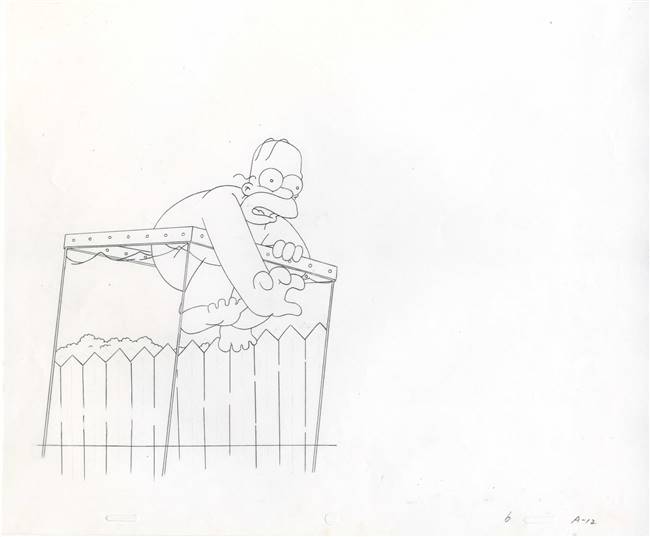 Original Production Drawing of Homer Simpson from a CC's Chips Commercial (c. 1990s)