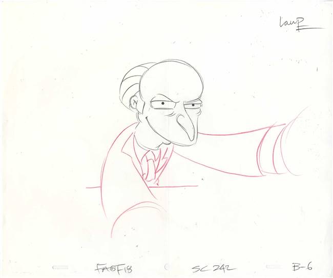 Original Production Drawing of Monty Burns from Fraudcast News (2004)