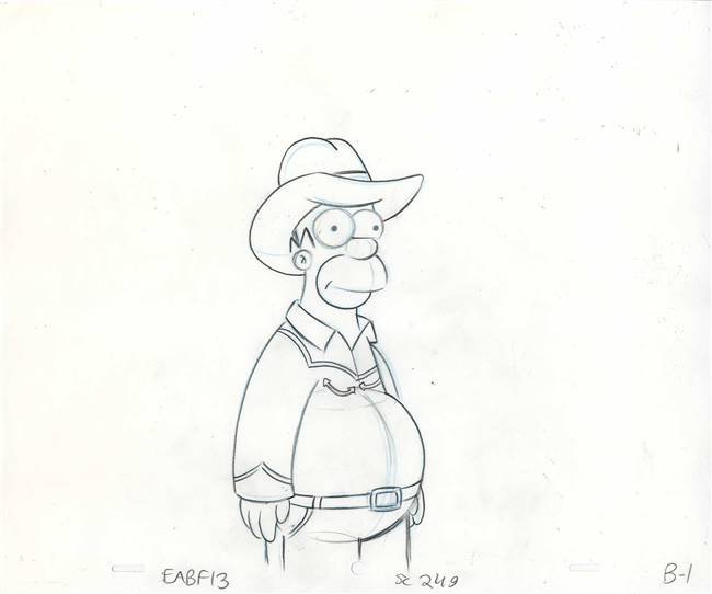 Original Production Drawing of Homer Simpson from Dude, Where's My Ranch? (2003)